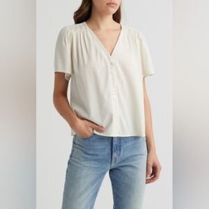 Cotton Blend Button-Up Top